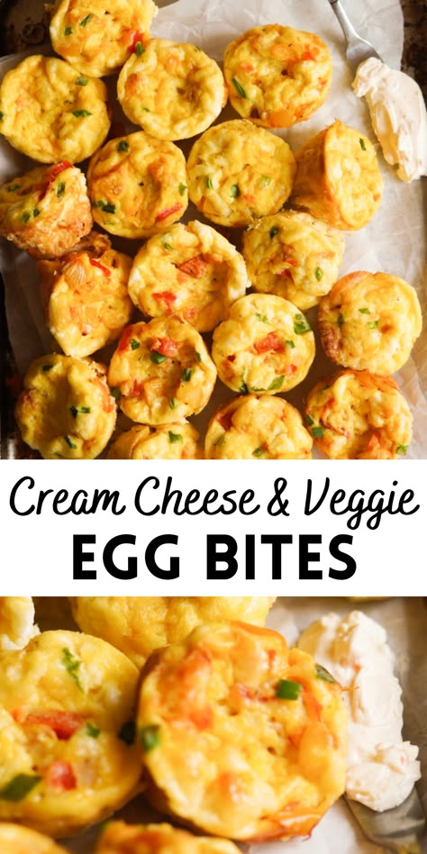 Cream Cheese Egg Bites, Egg Bites Muffin Tins, Best Make Ahead Breakfast, Veggie Egg Bites, Easy Savory Breakfast, Cream Cheese Breakfast, Egg Bites Recipe, Cream Cheese Muffins, Breakfast Bites