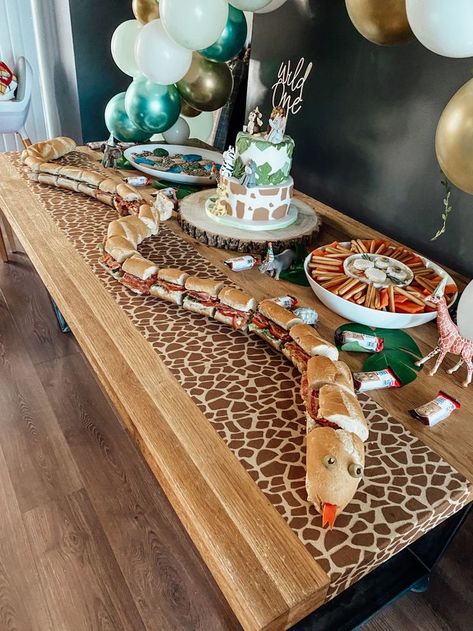 Safari Snake Sandwich, Snake Sandwich Birthday Parties, Zoo Bday Party Ideas, Zoo Themed First Birthday Party, Safari Birthday Party One Year, First Birthday Boy Jungle Theme, Jungle Themed 1st Birthday, Jungle 3rd Birthday Party, Safari 2nd Birthday Party Boy