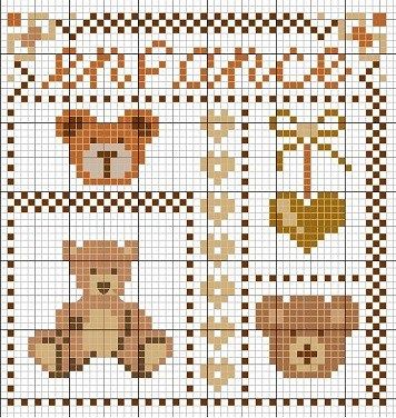 cross stitch chart Teddy Cross Stitch Pattern, Teddy Bear Knitting Chart, Cross Stitch Teddy Bear Pattern, Cross Stitch Teddy Bear, Stitch Bear, Bear Cross Stitch Pattern, Bear Cross Stitch, Baby Cross Stitch, Graph Crochet