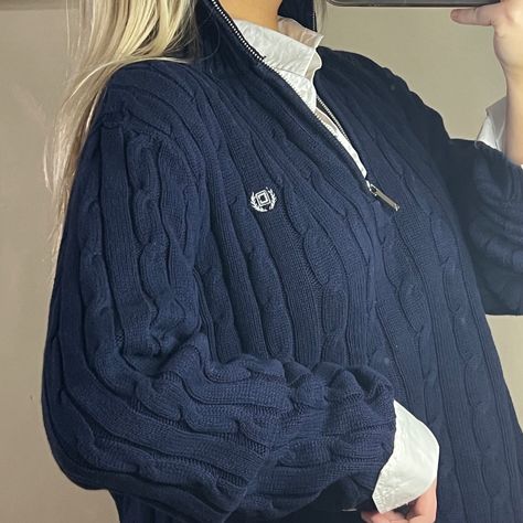 Navy Quarter Zip Outfit, Ralph Lauren Quarter Zip Outfit, Oversized Jumper Outfit, Knitted Jumper Outfit, Quarter Zip Outfit, Trend Prediction, Jumper Outfits, Knit Quarter Zip, Ralph Lauren Jumper