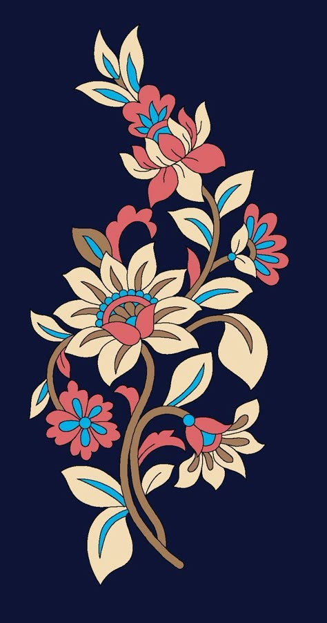 Small Motifs, Tet Holiday, Mughal Art Paintings, Fabric Painting On Clothes, Botanical Flower Art, Tooling Patterns, Flower Drawing Design, Flower Bunch, Flower Art Drawing