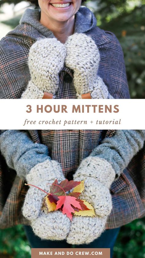 Keep warm this winter with these knit-like crochet mittens! Looking for quick crochet projects? Make and Do Crew has the perfect easy crochet pattern for you. Learn how to crochet mittens in just 3 hours with the waistcoat stitch. Get that knit-like look you love while staying cozy. Visit our blog now for the free pattern and video tutorials. Start crocheting your perfect winter accessories today! Mittens Crochet, Crochet Mittens Free Pattern, Crochet Mittens Pattern, Make And Do Crew, Winter Crochet, Crochet Patterns Free Beginner, Crochet Mittens, Crochet Socks, Mittens Pattern