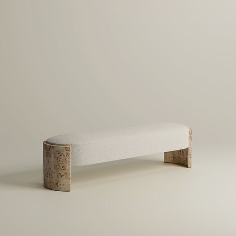 Benoit Bench - Preorder – LemieuxEtCieShop Bench Design Interior, Marble Bench, Bench Design, Fabric Bench, End Of Bed Bench, Open Plan Living Room, Bench Designs, Bed Bench, Bench Stool