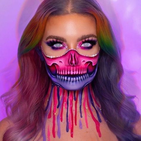 Looking for some inspo this Halloween season? Here are a few of our favourite looks this season using our coloured contact lenses. Glam Skeleton Costume, Colored Contact Lenses Halloween, Half Face Halloween Makeup, Contact Lenses Halloween, Half Skull Makeup, Half Face Makeup, Glam Skull, Mask Face Paint, Ghost Makeup