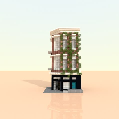 Corner House Minecraft, Minecraft Corner Store, Minecraft Corner House, Minecraft Corner Building, Apartment Minecraft, Minecraft Apartment Building, Minecraft Apartment, Library Minecraft, Zombie City