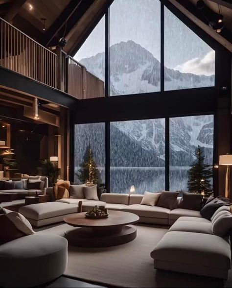 Mountain Interior Design, Mountain Interiors, Chalet Interior, Interior Design Guide, Modern Mountain, Modern Cabin, Winter House, Glass House, Modern House Exterior