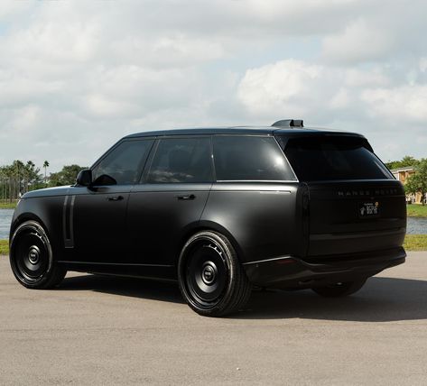 We murdered a 2024 Range Rover recently, all black everything. What do you think? Swipe for more photos. @agwheels AG-L78 in Satin & Gloss Black in 24inches. #agwheels #rangerover #rangeroverworld #rangeroversociety #matteblack #murderedout #wheelsboutique #dishwheels #landroverrangerover looks Range Rover 2024 Black, Blacked Out Suv, Blacked Out Range Rover, Range Rover 2024, All Black Range Rover, Matte Black Range Rover, 2024 Range Rover, Black Range Rover, Range Rover Sv