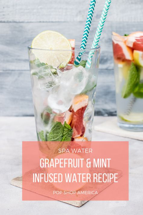 grapefruit and mint infused water recipe pop shop america Fresh Produce Recipes, Mint Infused Water, Strawberry Detox Water, Mushroom Recipes Low Carb, Grapefruit Water, Modern Cocktails, Gluten Free Cocktails, Easy Strawberry Lemonade, Fruit Vegetable Smoothie