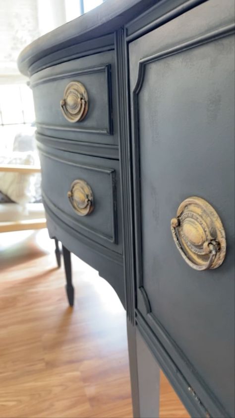 amandamfontenot on Instagram: my favorite Facebook Marketplace find to date😍 what do you think of her?! the 5 easy steps i used to refinish this cabinet: 1. used wood… Behr Chalk Paint, Rub N Buff, Wood Filler, Black Furniture, Facebook Marketplace, Neutral Decor, Flipping Furniture, Black Wood, Furniture Makeover