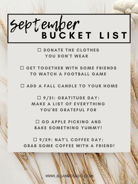 September Bucket List, Monthly Celebration, September Activities, Gratitude Day, September Challenge, 365 Day Challenge, Monthly Activities, New Year Calendar, Happy September