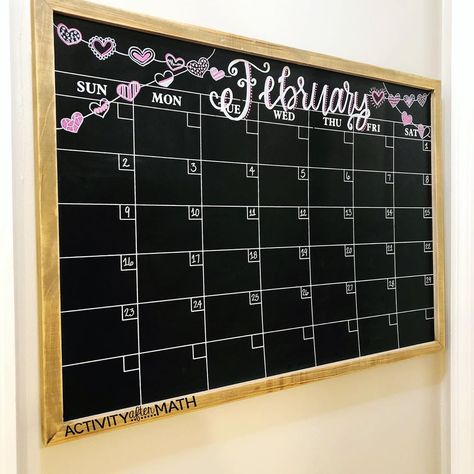 February Calendar 2024 Chalkboard, Dry Erase Board Calendar Ideas February, February Chalk Calendar Ideas, February Diy Calendar, May Calender Aesthetic, Birthday Month Calendar Ideas, Monthly Board Ideas, Chalkboard Monthly Calendar, February Chalkboard Ideas Calendar