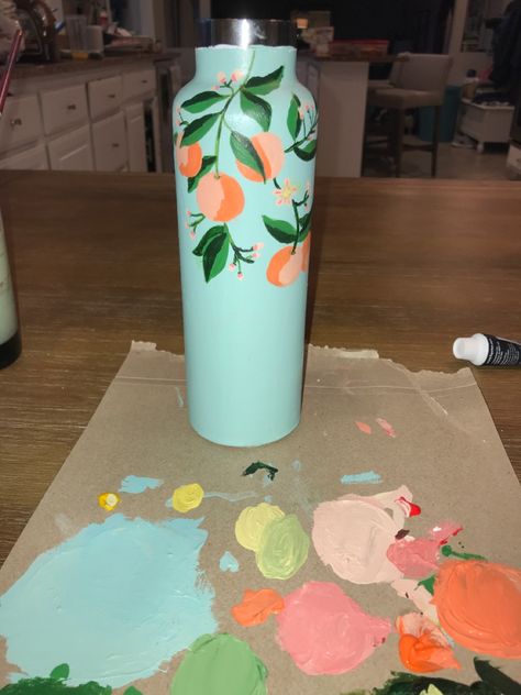 Painted Stanley Tumbler, Hand Painted Water Bottle, Hand Painted Tumblers, Paint On Hydroflask, Painted Hydroflask, Painted Tumblers, Paint Cups, Custom Stanley, Hand Painted Floral Tumbler