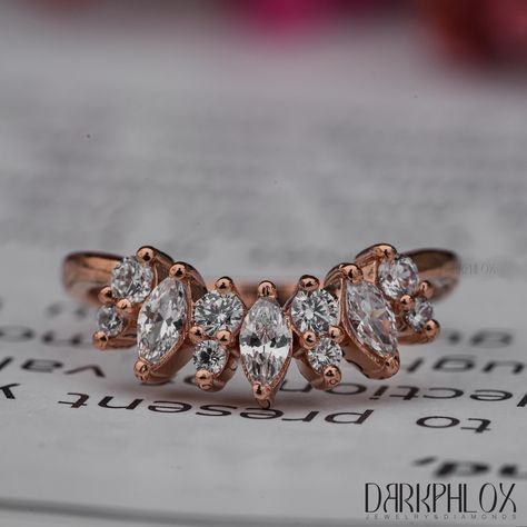 Rose Gold Half Eternity Marquise Diamond Band / Chevron Matching Stacking lab Grown Band / Wedding Band / Vintage Style band by DARKPHLOX on Etsy Engagement Ring Pictures, Wedding Band Vintage, Ring Marquise, Vintage Wedding Band, Ring Pictures, Marquise Diamond, Diamond Band, Marquise Cut, Diamond Bands