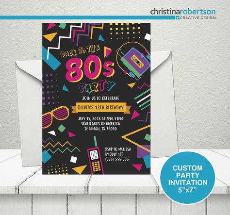 90s Wedding, 80s Birthday, 80s Party Decorations, 80s Birthday Parties, Theme Carnaval, 80's Party, 80s Theme Party, Custom Party Invitations, 80s Costume