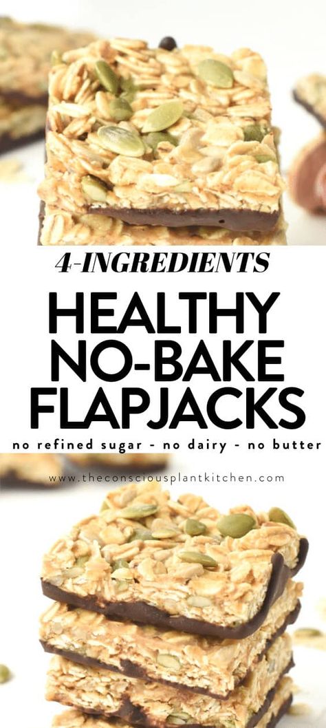 No-bake Healthy Flapjack Recipe Healthy Flapjack Recipe, Healthy Breakfast Oatmeal, Healthy Flapjack, No Bake Healthy, Gluten Free Breakfast Bars, No Bake Oatmeal, Peanut Butter Bar, Vegan Gluten Free Breakfast, Oatmeal Peanut Butter