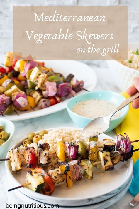 Celebrate summer with these Mediterranean Vegetable Skewers. They are so delicious and fun, and the marinade comes together fast and easy. The perfect side dish for your next cook out! Veggie Kabobs On The Grill, Veggie Kabob, Skewers On The Grill, Kabobs On The Grill, Vegan Bean Recipes, Grilled Vegetable Skewers, Veggie Kabobs, Vegetable Kabobs, Marinated Vegetables