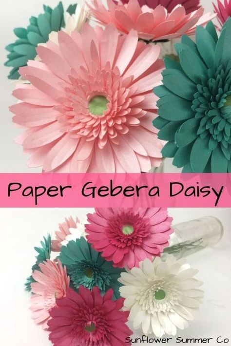 Make these realistic paper gerbera daisies. This will probably become your favorite paper flower template 3d Paper Flowers, Origami Fashion, Gerbera Daisies, Easy Paper Flowers, Paper Peonies, Paper Flower Wall Decor, Paper Flowers Wedding, Large Paper Flowers, Paper Flower Crafts