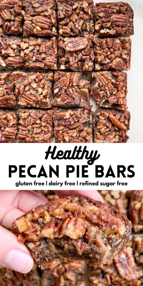 Healthy Pecan Pie Bars, Healthy Pecan Pie, Gluten Free Pecan Pie, Gluten Free Pecan, Pecan Desserts, Pecan Pie Bars, Pie Bars, Pecan Recipes, Gluten Free Sweets