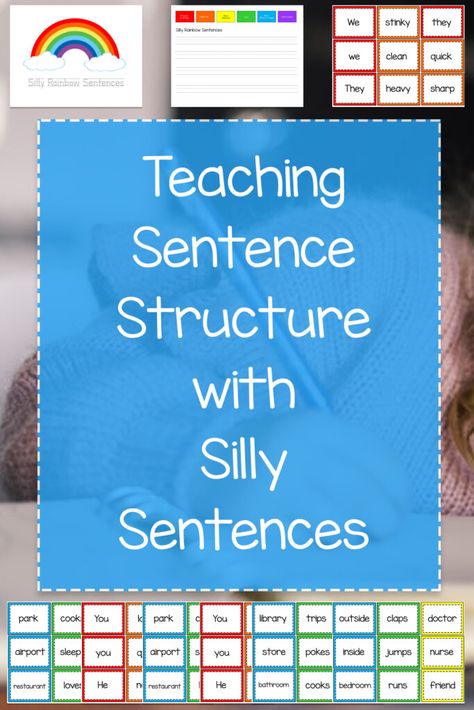 Teaching Sentence Structure, Teaching Sentences, Grammar Sentences, Sentence Builder, Parts Of A Sentence, Sentence Activities, Silly Sentences, Sentence Examples, Word Boxes