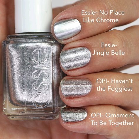 Essie Silver Nail Polish, Silver Nail Polish Ideas, Silver Manicure, Silver Nail Polish, Silver Nail, Pretty Gel Nails, Nail Ring, Essie Nail, Silver Nails