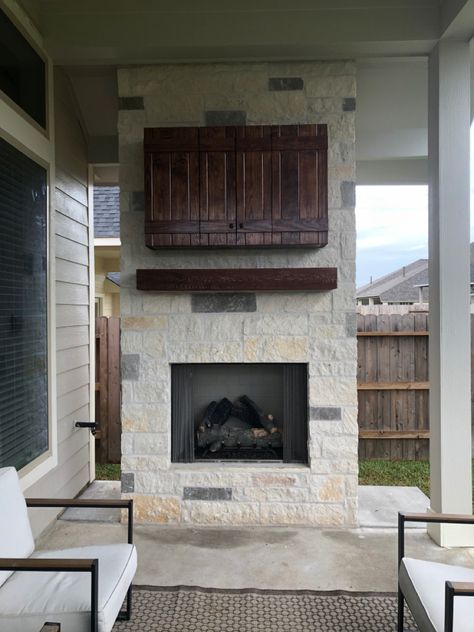 Backyard Fireplace With Tv, Outdoor Fireplace Tv Wall, Outdoor Tv And Fireplace Wall, Outdoor Tv Ideas Patio Design Accent Wall, Outdoor Fireplace With Tv, Outdoor Tv Cabinet, Tv Over Fireplace, Patio Remodel, Fireplace Tv Wall