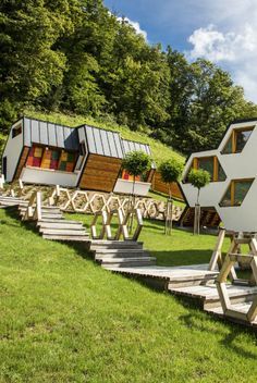 Beehive Architecture, Honeycomb Architecture, Big Cottage House, Prefab Granite Countertops, Prefab Shed, Resort Hotel Design, Cozy Winter Aesthetic, Big Cottage, Prefab Shipping Container Homes