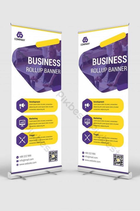 Professional Business Roll Up Banner Design Template #pikbest#Templates#Signage#Banner stand Stand Board Design, Stand Banner Design Ideas, X Stand Design Banners, X Banner Design Ideas, Banner Stand Design, Branding Display, Standing Banner, Pull Up Banner Design, Standing Banner Design