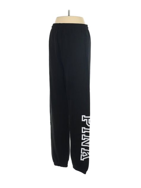 Pink Victoria Secret Sweatpants, School Dr, Victoria Secret Sweatpants, Pink Sweatpants, Dance School, School Clothes, Black Sweatpants, Black Activewear, Birthday List