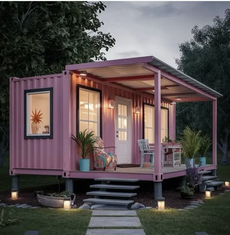 Container Room Ideas, Container Tiny Homes Ideas, Small Container House Design Ideas, Container Home Living Room, Airbnb Container Home, Container Small House, Tiny Home Shipping Container, Tiny Home Container, Practical House Design