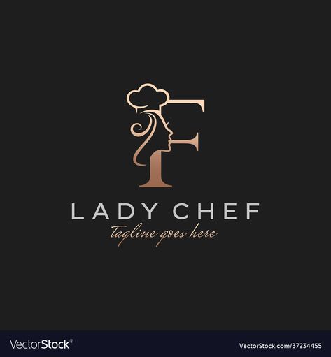 Lady Chef Logo, Cook Logo Design, Cook Logo, Cooking Logo, Lady Logo, Cloud Kitchen, Chef Logo, Logo Restaurant, Letter F