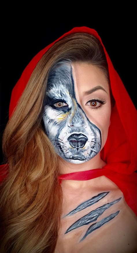 @Amandamhayes - instagram #makeupartist #art #bodypaint #halloween #facepainting #snazaroofacepaint #wolf #wolfmakeup #littleredridinghood #halloweenmakeup Wolf Face Makeup, Halloween Wolf Art, Halloween Wolf Makeup, Werewolf Makeup Female, Wolf Makeup Women, Wolf Costume Makeup, Wolf Face Painting, Wolf Halloween Makeup, Werewolf Face Paint