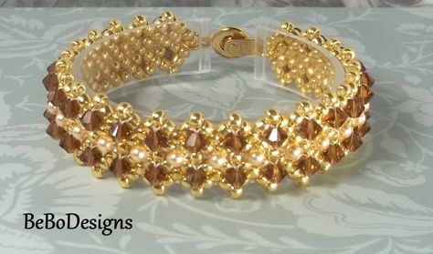 Luxury Formal Gold Beaded Bracelets, Elegant Gold-tone Beaded Bracelets, Handmade Multi-strand Gold Beaded Bracelets, Luxury Gold-plated Elegant Beaded Bracelets, Elegant 14k Gold-filled 8mm Beaded Bracelets, Weave Bracelet, Bead Woven Bracelet, Topaz Crystal, Beading Thread