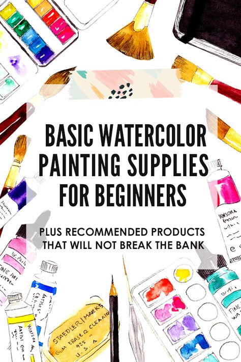 Watercolor Subjects For Beginners, Beginner Watercolor Supplies, Watercolour Supplies For Beginners, Watercolor Tools For Beginners, Watercolor Supplies For Beginners, Beginner Art Supplies, Watercolor Art Supplies, Watercolor Accessories, Basic Watercolor Painting