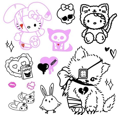 Emo Matching Tattoos, Monster High Tattoo Ideas, Monster High Tattoo, Tattoos Emo, Monster High Logo, Emo Tattoos, Hello Kitty Tattoos, Kawaii Tattoo, Doodle Tattoo