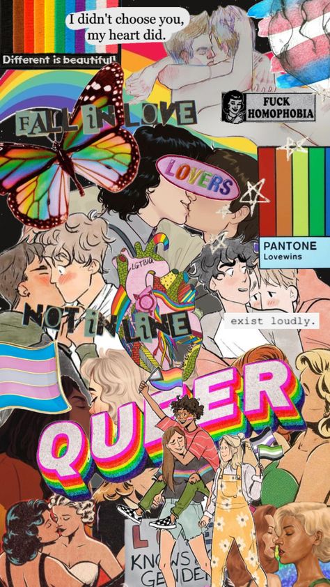 #lgbtqiaplus #lgbtq #gay #pride #art #equality #fuckhomophobia Pride Collage, Lgbtq Wallpaper, Phone Paper, I Need A Man, Pride Party, Lgbtq Art, Wallpaper Vibes, Gay Humor, Pride Art