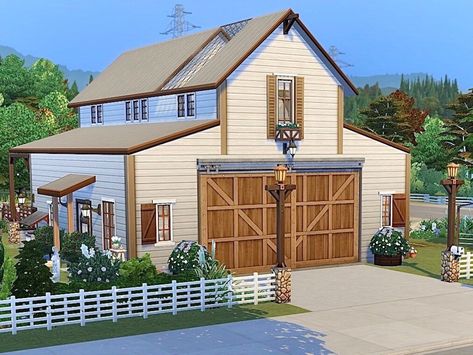 Sims 4 Ranch Cc, Sims Lots, Small Barn House, Die Sims 4, American Barn, Hay Barn, Sims Builds, Sims 4 House Building, Converted Barn