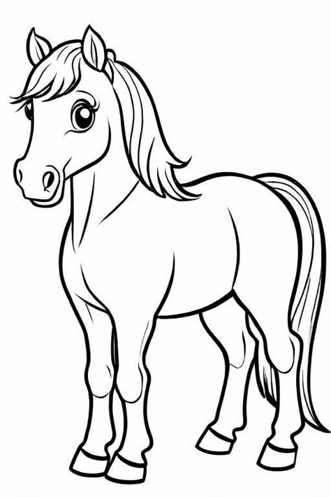 Horse Coloring Page 7 for Kids Cute Horse Coloring Pages, Animal Drawings Horse, Horse Clipart Black And White, Pet Animals Drawing, Mandala Printable Free, Farm Animals Drawing, Horse Love Quotes, Horses Coloring Pages, Drawing A Horse