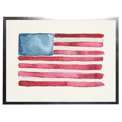 Watercolor American Flag, Framed American Flag, American Flag Crafts, American Flag Painting, American Flag Wall Art, American Flag Art, American Flag Wall, Framed Watercolor, Classic Color Palette