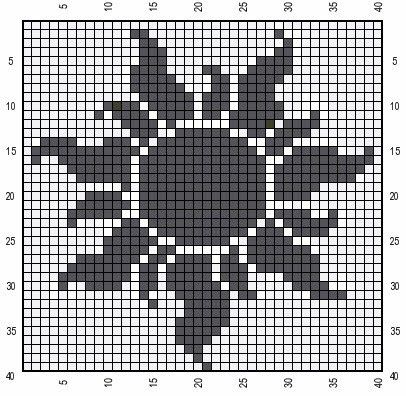 WoollyRhinoCrafts: Sun Symbol From Tangled FREE Colorwork Chart Colorwork Chart, Sun Symbol, Graph Crochet, Colorwork Knitting, Pixel Crochet, Pola Kartu, Tapestry Crochet Patterns, Crochet Design Pattern, Pola Kristik