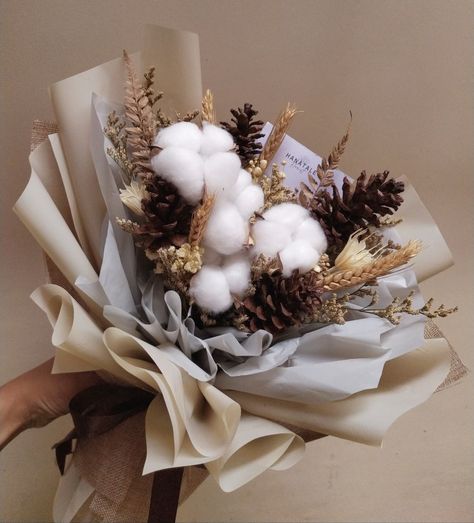 Earth Tone Bouquet, Pine Bouquet, Cotton Bouquet, Diy Bouquet Wrap, Flower Bucket, Bouquet Wrap, Luxury Flowers, Diy Bouquet, Dried Flower Bouquet