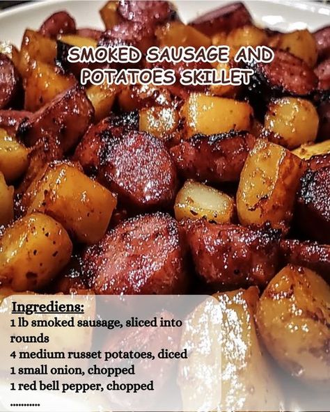 Easy Quick Recipes | SMOKED SAUSAGE AND POTATOES SKILLET 🥔🌭🍳 | Facebook Smoked Sausage Recipes Potato, Dinners With Smoked Sausage, Sausage And Fried Potatoes, Hillshire Farms Smoked Sausage Recipes, Recipes Smoked Sausage, Sausage Potatoes And Onions, Sausage Recipes Potatoes, Smoked Sausage And Potatoes, Smoked Sausage And Potato Recipe