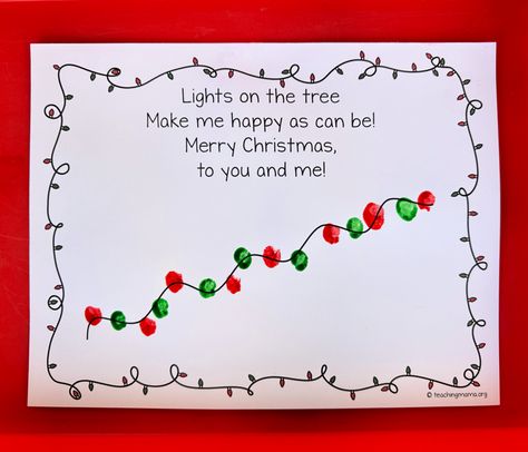 Finger Print Christmas Lights, Finger Print Christmas, Fingerprint Christmas Lights, Christmas Thumbprint, Fingerprint Christmas, Handprint Calendar, Fingerprint Crafts, Teaching Mama, Template Free Printable