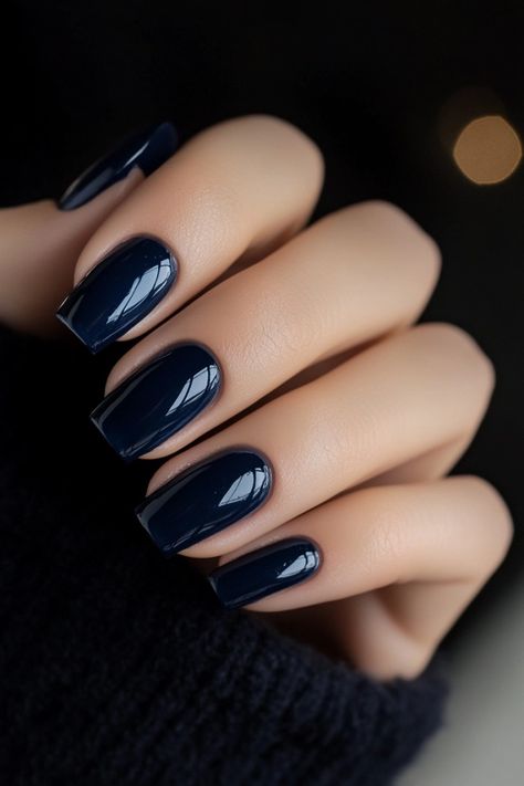 From Matte to Metallics: 33 Fall Nail Color Ideas You Can't Miss Fall Blue Nail Colors, Matte Navy Nails, Navy Fall Nails, Fall Nails Blue, Fall Nail Color Ideas, Essie Nails, Fall Nails Ideas, Fall Nail Color, Blue Gel Nails