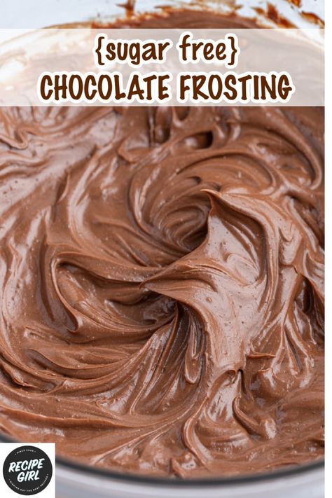 Sugar Free Chocolate Frosting recipe from RecipeGirl.com Sugar Free Icing Recipe Frostings, Sugar Free Cupcake Recipes, Sugar Free Chocolate Frosting, Sugar Free Frosting Recipe, Cupcakes For A Wedding, Keto Frosting, Sugar Free Cupcakes, Sugar Free Icing, Chocolate Icing Recipes