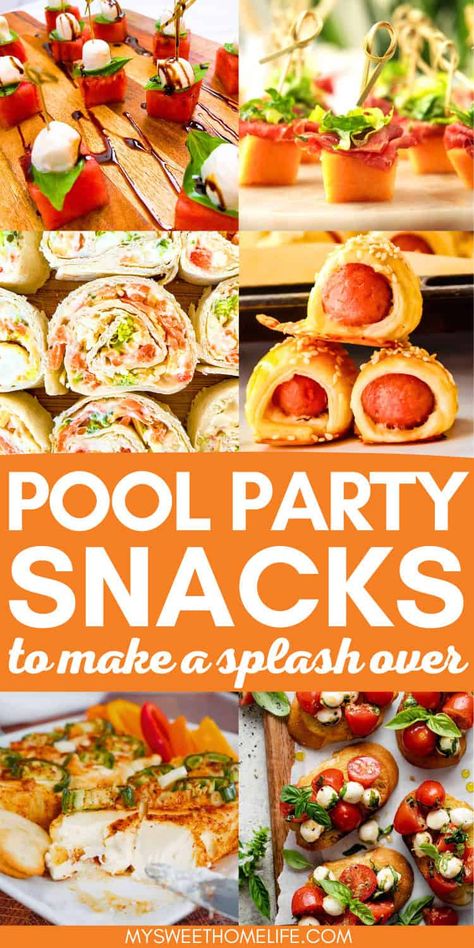 Make a splash with these delicious and easy-to-make pool party snacks that everyone will love. Swim Party Food Ideas, Pool Themed Food, By The Pool Snacks, Snacks For A Pool Party, Pool Party Snacks Appetizers, Pool Day Appetizers, Poolside Snacks For Adults, Adult Pool Party Food, Pool Day Snacks For Adults