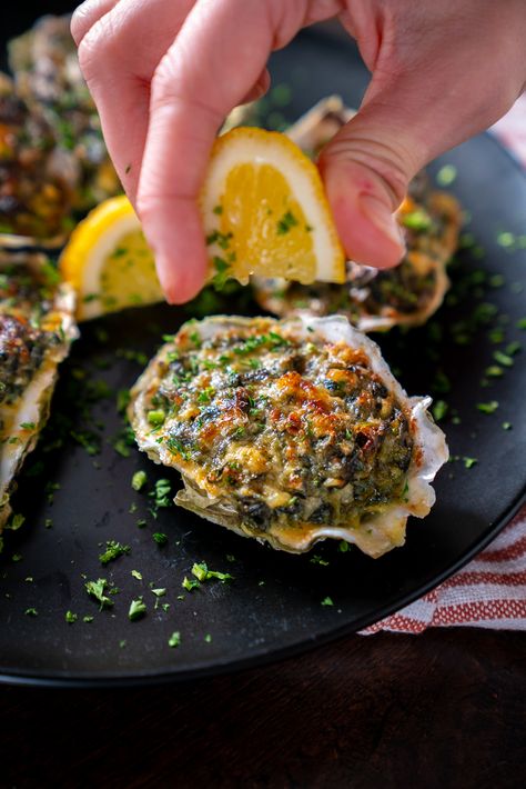 Oysters Rockefeller | 12 Tomatoes Grilled Oysters Rockefeller Recipe, Oysters Rockefeller, Grilled Oysters, Cajun Creole Recipes, Fresh Oysters, Creole Recipes, 12 Tomatoes, Creamed Spinach, Frozen Spinach