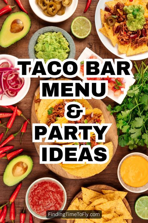 Tacobar Party, Taco Dinner Party, Taco Salad Bar, Taco Bar Menu, Taco Bar Wedding, Dinner Birthday Party, Mexican Dinner Party, Mexican Party Food, Taco Bar Party