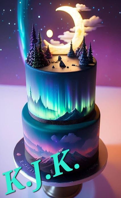 Northern Lights Cake, Aurora Cake, Cake Sketch, Constellation Wedding, Extreme Cakes, Planet Cake, 12 Cake, Galaxy Cake, Cake Tips