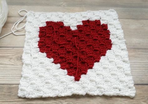 A crochet C2C (corner to corner) heart is perfect for Valentine's Day items. Heart graph pattern included along with link to YouTube video