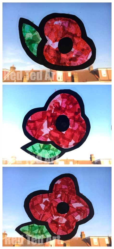 Poppy Suncatchers for Preschoolers - Red Ted Art's Blog Remembrance Day Activity, Poppy Craft For Kids, Remembrance Day Activities, Remembrance Day Art, Poppy Craft, Activity For Preschoolers, Remembrance Day Poppy, Red Ted Art, Remembrance Poppy